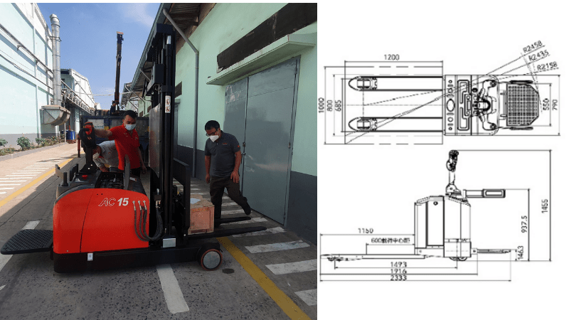 Xe nâng nhà kho thấp