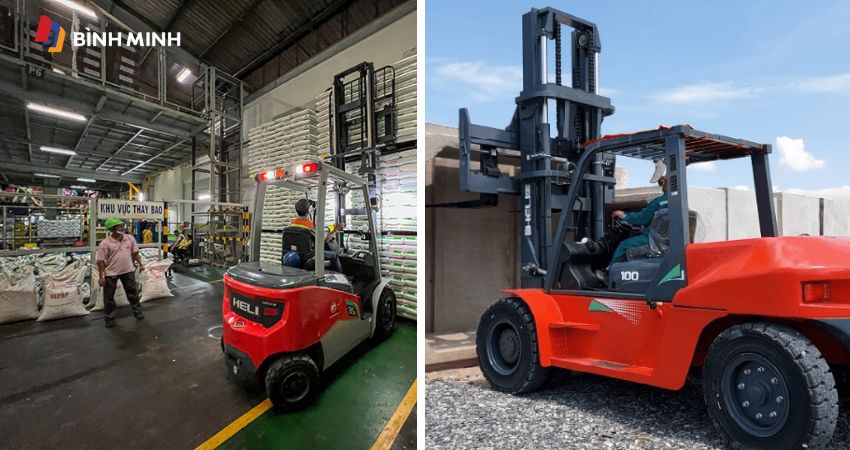 Xe nâng Bình Minh hoạt động tại nhà xưởng