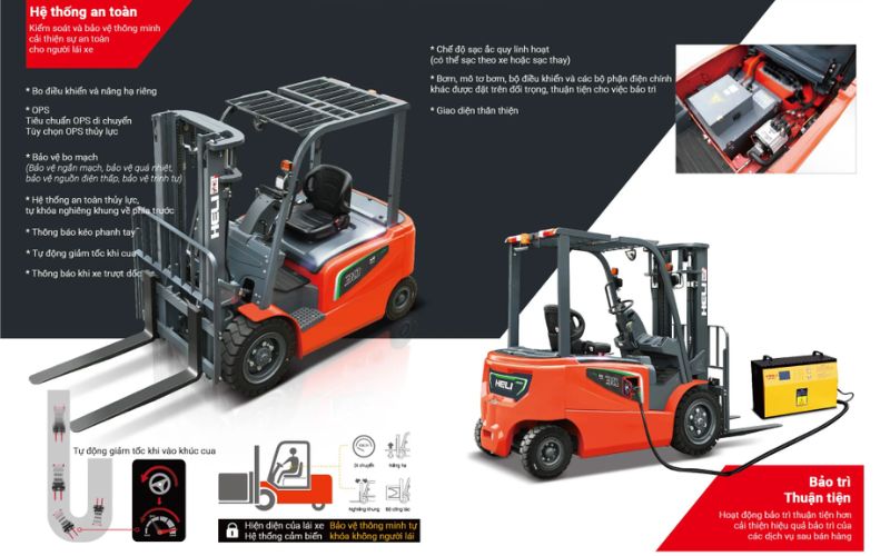 Xe nâng điện ngồi lái dùng những loại pin nào